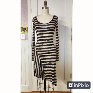 Sexy Asymmetric Stripe Dress with long sleeves
